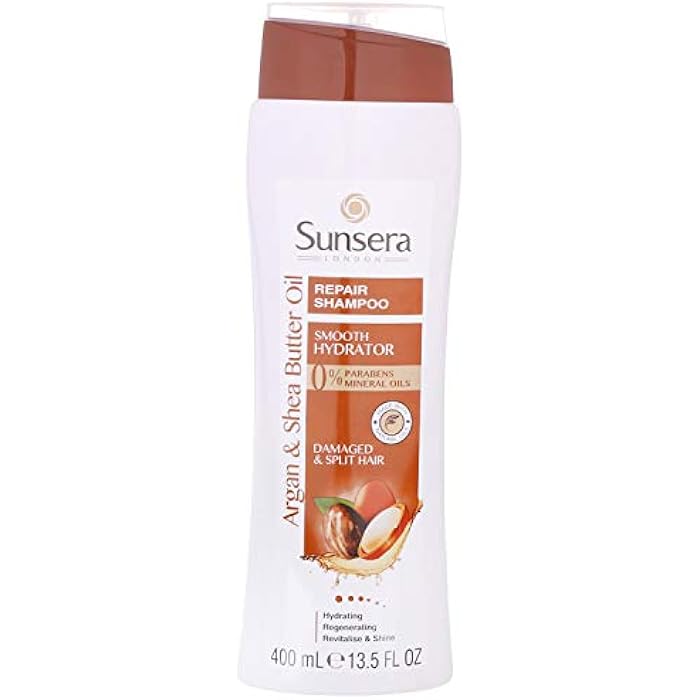 Sunsera Repair Shampoo with Argan and Shea Butter Oil for Damaged and Split Hair - 400 ml - Image 1